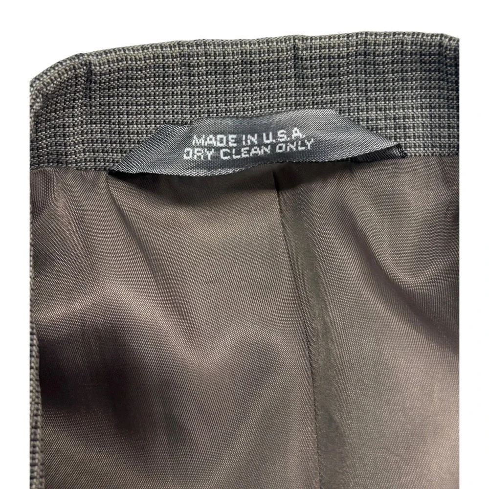vtg Haggar 40L 34x32 Gray Graph Check Double Breasted 2pc Pant Suit USA Pleated